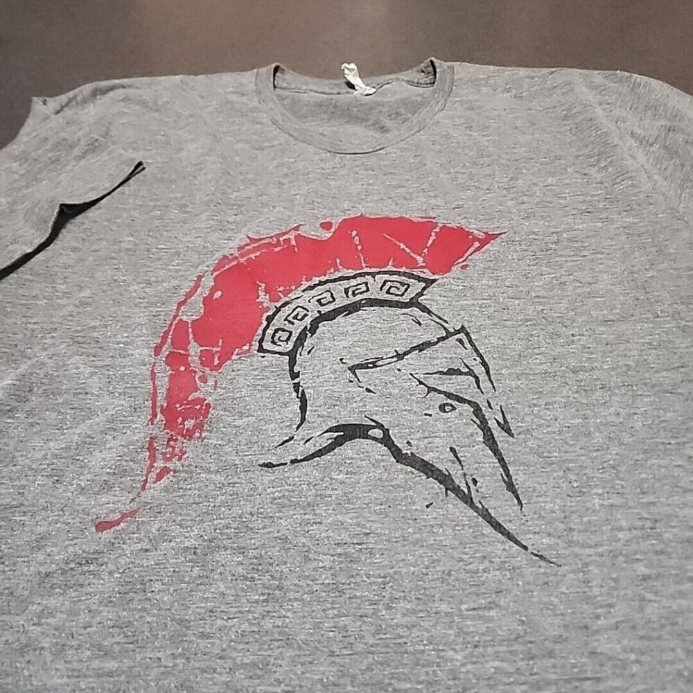 Trojan Helmet High school college  women's Large basic  grey  short sleeve T